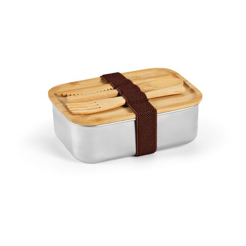 Warhol Lunchbox rSS 740ml with Bamboo lid and cutlery Silver | No Branding | not available | not available | not available