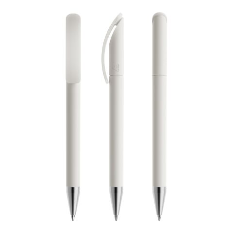 Prodir DS3 twist ballpoint pen matt white | Without Branding | Without Branding | Satin finish metal | Blue