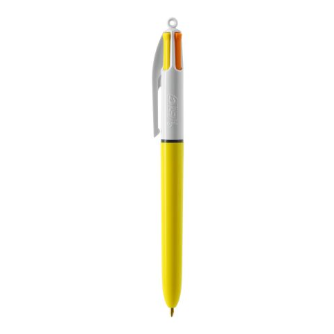 BIC® 4 Colours Sun White-yellow | 1-colour Screen Print | Barrel-Clip centered | 30.00 mm x 43.00 mm