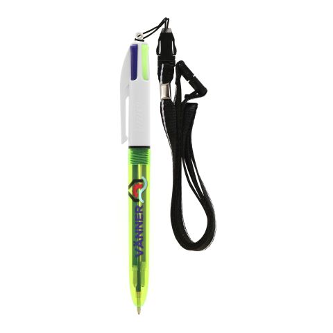 BIC® 4 Colours Fluo ballpen + lanyard