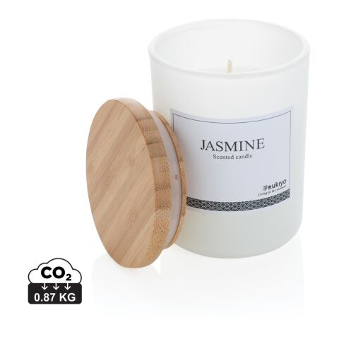 Ukiyo deluxe scented candle with bamboo lid white | No Branding | not available | not available