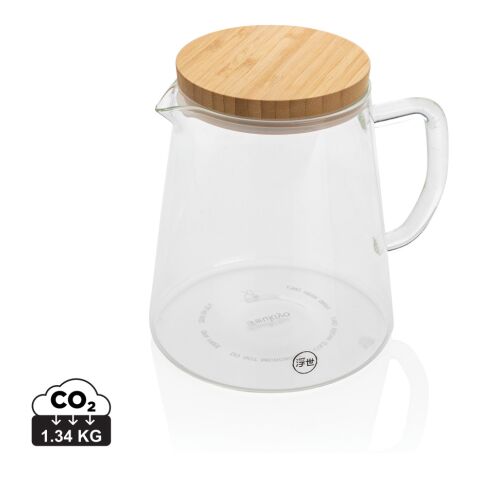 Ukiyo borosilicate glass carafe with bamboo lid 1.2L white | No Branding | not available | not available