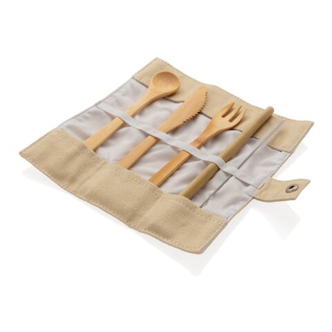 Reusable bamboo travel cutlery set