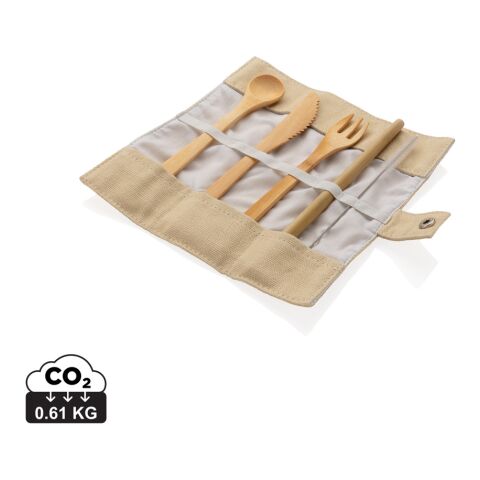 Reusable bamboo travel cutlery set