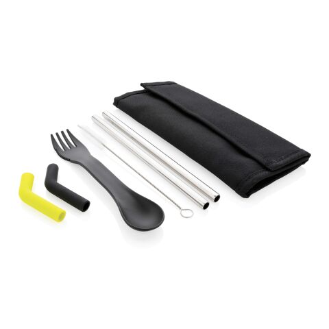 Tierra 2pcs straw and cutlery set in pouch