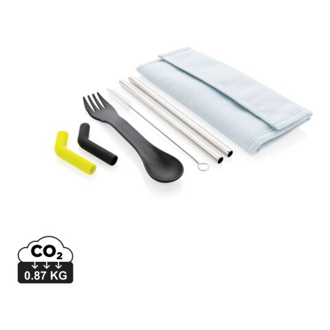 Tierra 2pcs straw and cutlery set in pouch