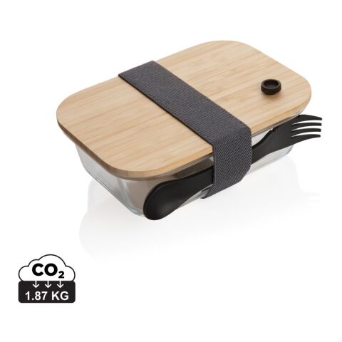 Glass lunchbox with bamboo lid white | No Branding | not available | not available