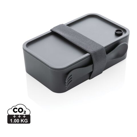 PP lunchbox with spork anthracite | No Branding | not available | not available