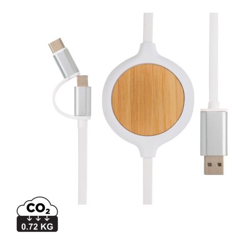 3-in-1 cable with 5W bamboo wireless charger White | No Branding | not available | not available