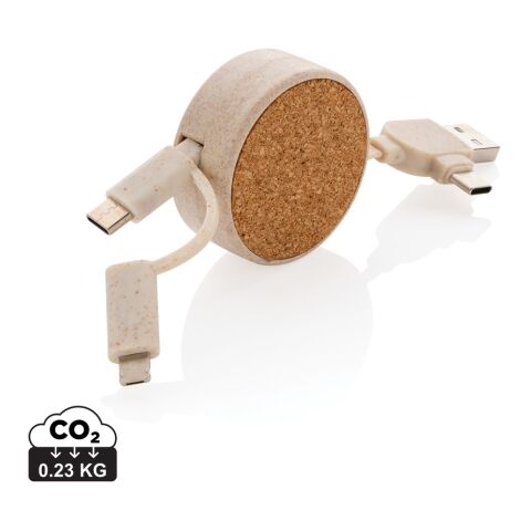 Cork and Wheat 6-in-1 retractable cable brown | No Branding | not available | not available