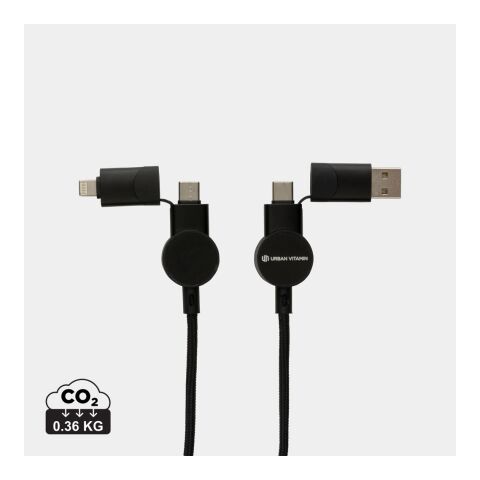 Oakland RCS recycled plastic 6-in-1 fast charging 45W cable black | No Branding | not available | not available