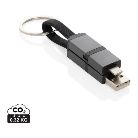 Terra recycled aluminum 4 in 1 60W fast charging cable grey | No Branding | not available | not available