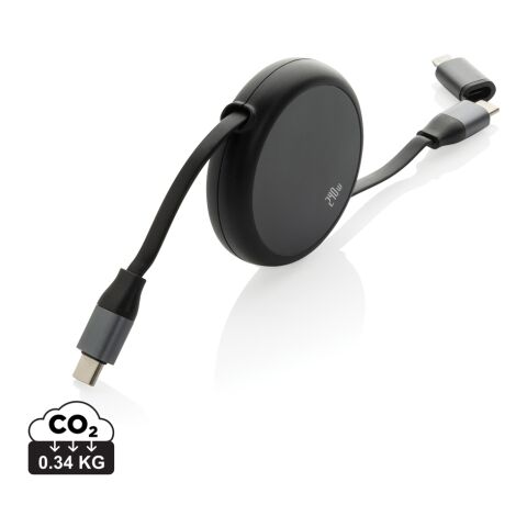 Terra RCS recycled aluminium retractable 240W 2-in-1 cable black | No Branding | not available | not available