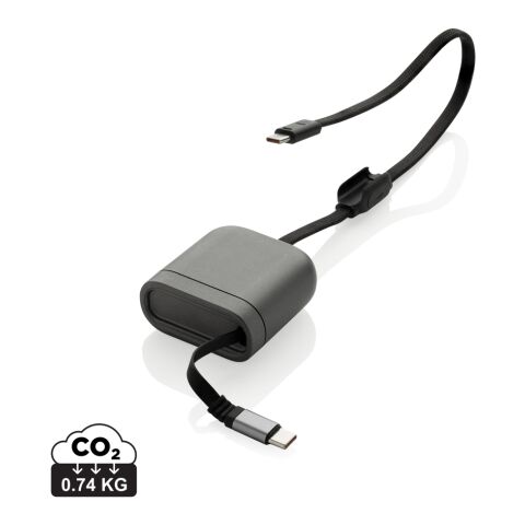 Spira RCS recycled retractable 100W fast charging cable grey