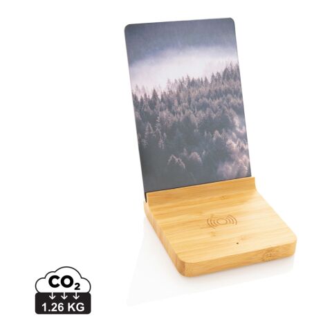 Bamboo 5W wireless charger with photo frame brown | No Branding | not available | not available