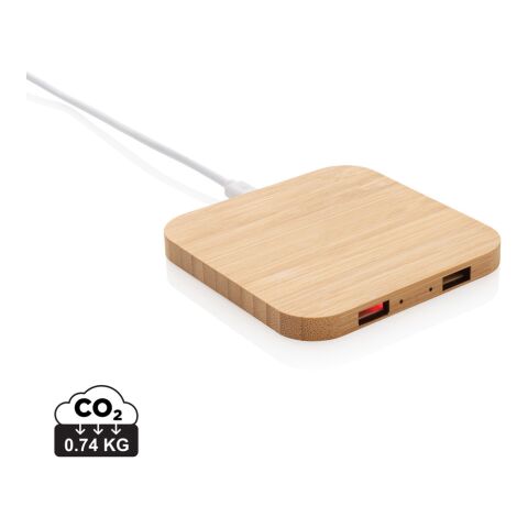 FSC® certified bamboo 5W wireless charger with USB
