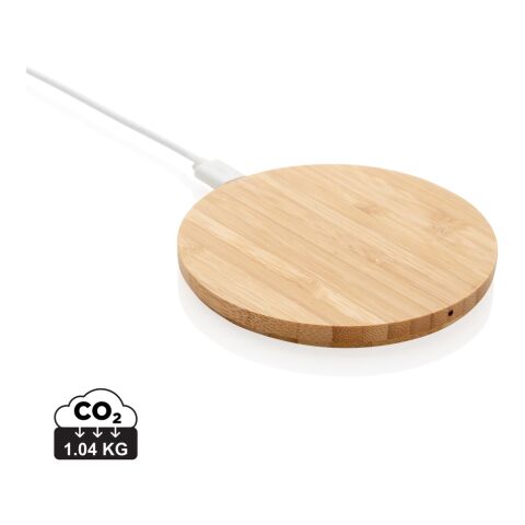 FSC®certified bamboo 5W wireless charger round brown | No Branding | not available | not available