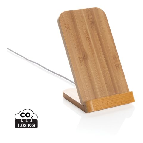 FSC®certified bamboo 5W wireless charging stand brown | No Branding | not available | not available
