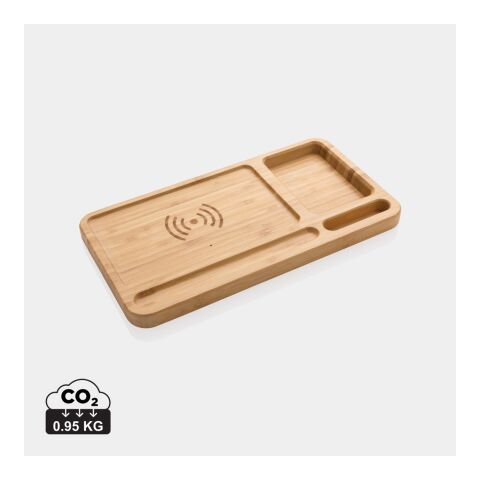 FSC® Bamboo desk organiser 10W wireless charger brown | No Branding | not available | not available