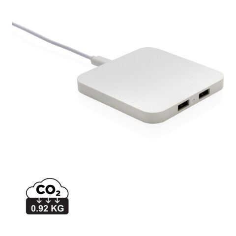 RCS recycled plastic 10W Wireless charger with USB Ports white | No Branding | not available | not available