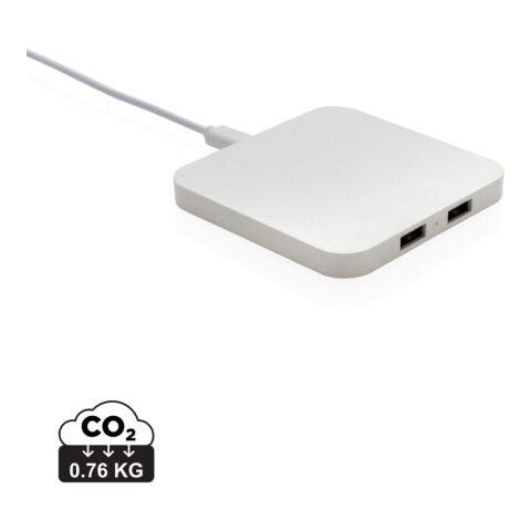 RCS recycled plastic 10W Wireless charger with USB Ports white | No Branding | not available | not available