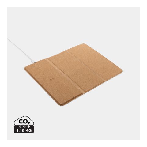 FSC® 10W wireless charging cork mousepad and stand brown | No Branding | not available | not available