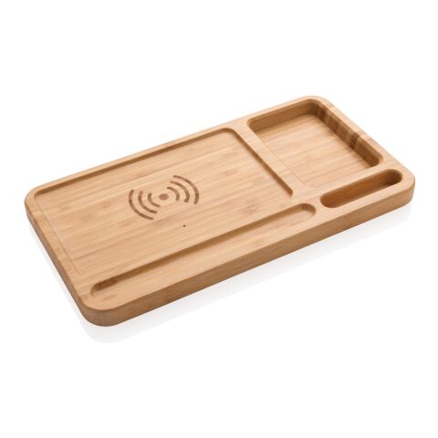 Bamboo desk organiser 5W wireless charger