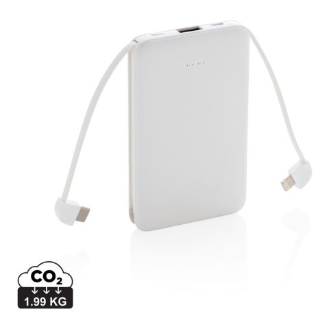 5.000 mAh Pocket Powerbank with integrated cables White | No Branding | not available | not available