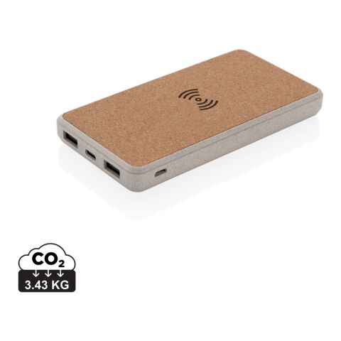 Cork and Wheat Straw 8.000 mAh 5W wireless powerbank brown | No Branding | not available | not available