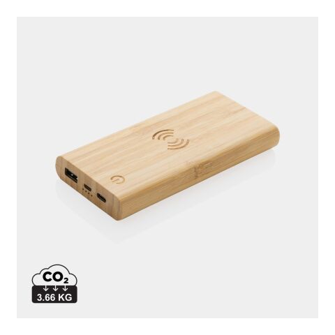 FSC®certified bamboo 8.000 mAh 5W wireless powerbank brown | No Branding | not available | not available