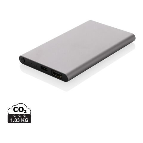 RCS recycled plastic/aluminum 4000 mah powerbank with type C anthracite | No Branding | not available | not available