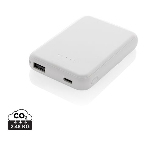 Stellar RCS recycled plastic 5000 mah 5W magnetic powerbank white | No Branding | not available | not available
