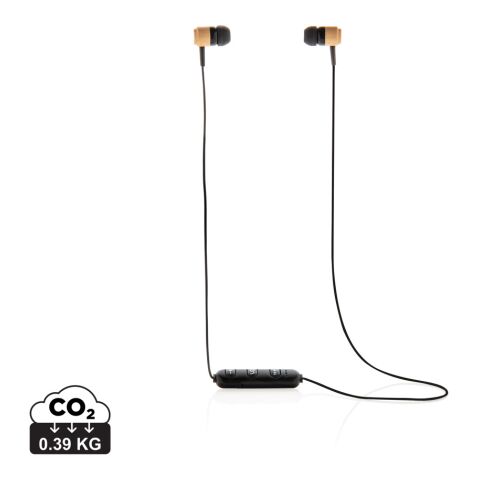 Bamboo wireless earbuds brown-black | No Branding | not available | not available