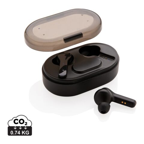 Light up logo TWS earbuds in charging case black | No Branding | not available | not available