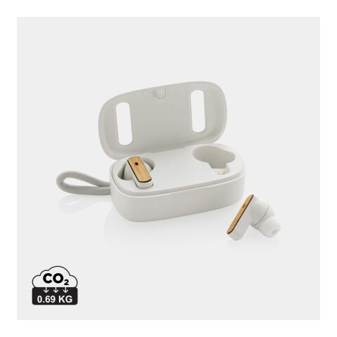 RCS recycled plastic &amp; FSC® bamboo TWS earbuds White | No Branding | not available | not available