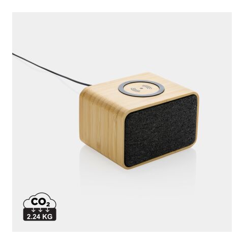 Recycled plastic speaker with FSC® bamboo 5W wireless brown | No Branding | not available | not available
