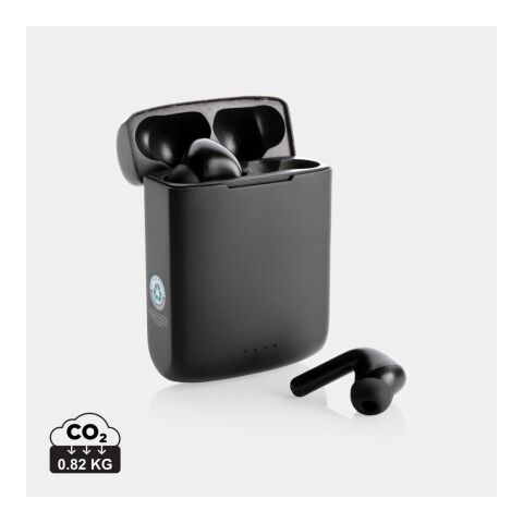 Skywave RCS recycled plastic solar earbuds black | No Branding | not available | not available