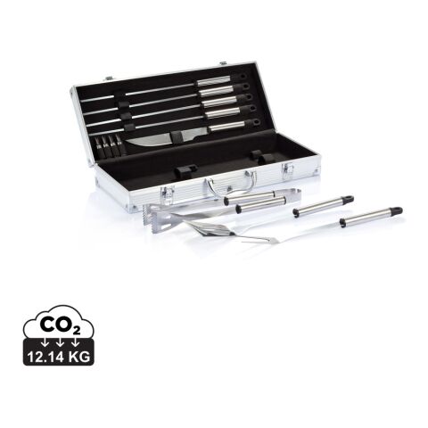 12pcs BBQ set in aluminium box silver-black | No Branding | not available | not available