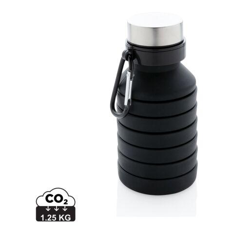 Leakproof collapsible silicone bottle with lid black | No Branding | not available | not available