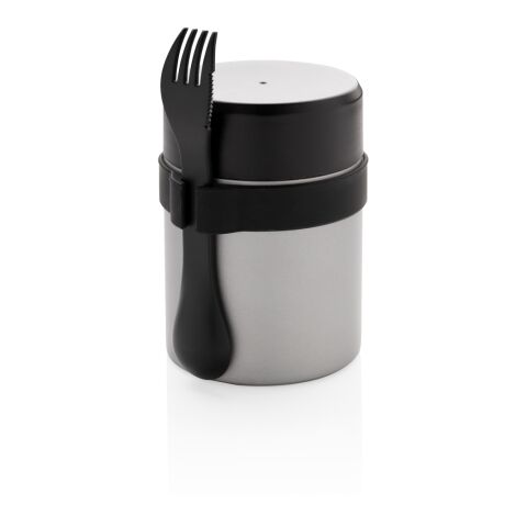 Bogota food flask with ceramic coating silver-black | No Branding | not available | not available