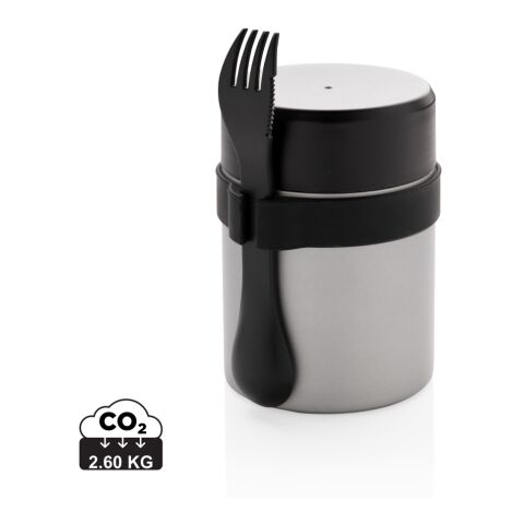 Bogota food flask with ceramic coating silver-black | No Branding | not available | not available