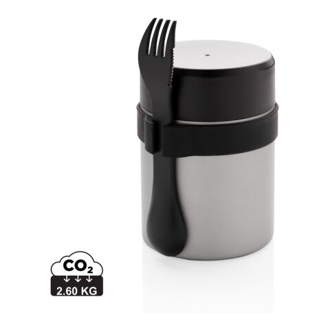 Bogota food flask with ceramic coating silver-black | No Branding | not available | not available