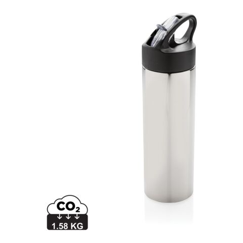 Sport bottle with straw silver | No Branding | not available | not available
