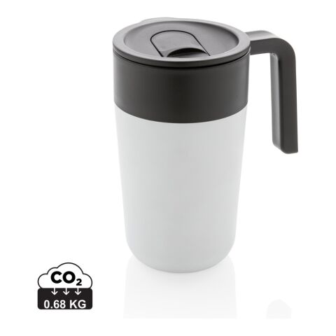 GRS Recycled PP and stainless steel mug with handle White | No Branding | not available | not available