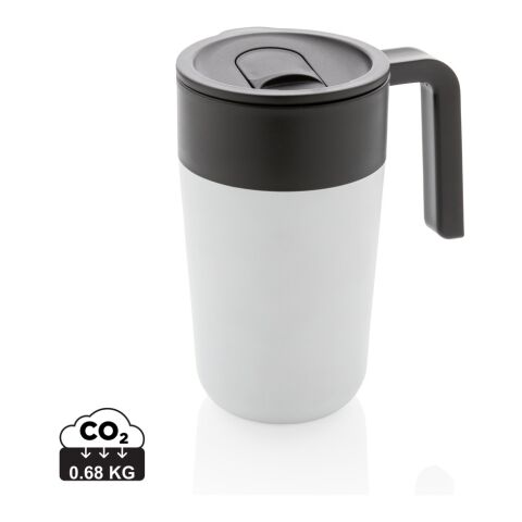 GRS Recycled PP and stainless steel mug with handle white | No Branding | not available | not available