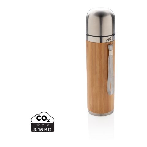 Bamboo vacuum travel flask brown | No Branding | not available | not available