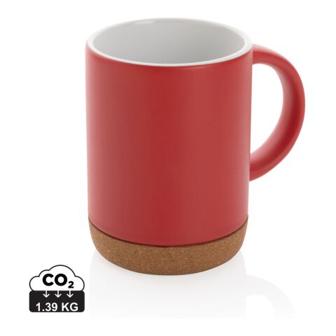 Ceramic mug with cork base red | No Branding | not available | not available