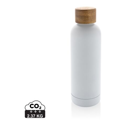 Wood RCS certified recycled stainless steel vacuum bottle white | No Branding | not available | not available