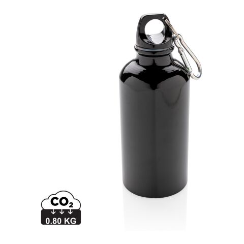 Aluminium reusable sport bottle with carabiner black | No Branding | not available | not available