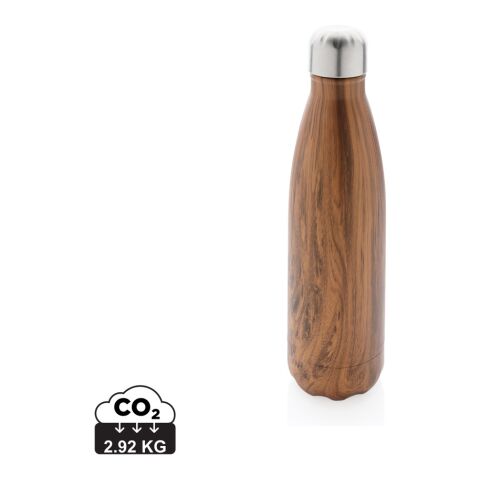 Vacuum insulated ss bottle with wood print brown | No Branding | not available | not available